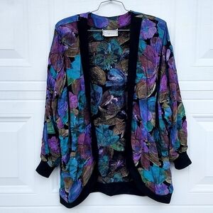 Componix Women's Floral Cardigan - Purple, Blue, Black